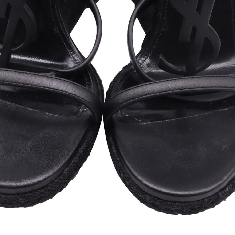 Saint Laurent Cassandra Espadrille 105 Wedges in Black Calfskin Leather - Picture 7 of 9